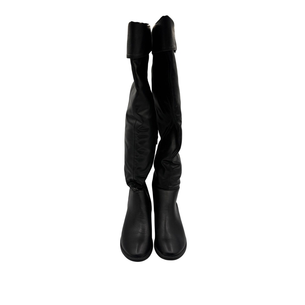 Sacha Over The Knee Boots Womens Size 7 Black New Fold Over Cuff Buckle Detail